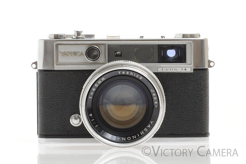Yashica Lynx-14 Chrome 35mm Rangefinder Camera w/ 45mm f1.4 Lens -Fung