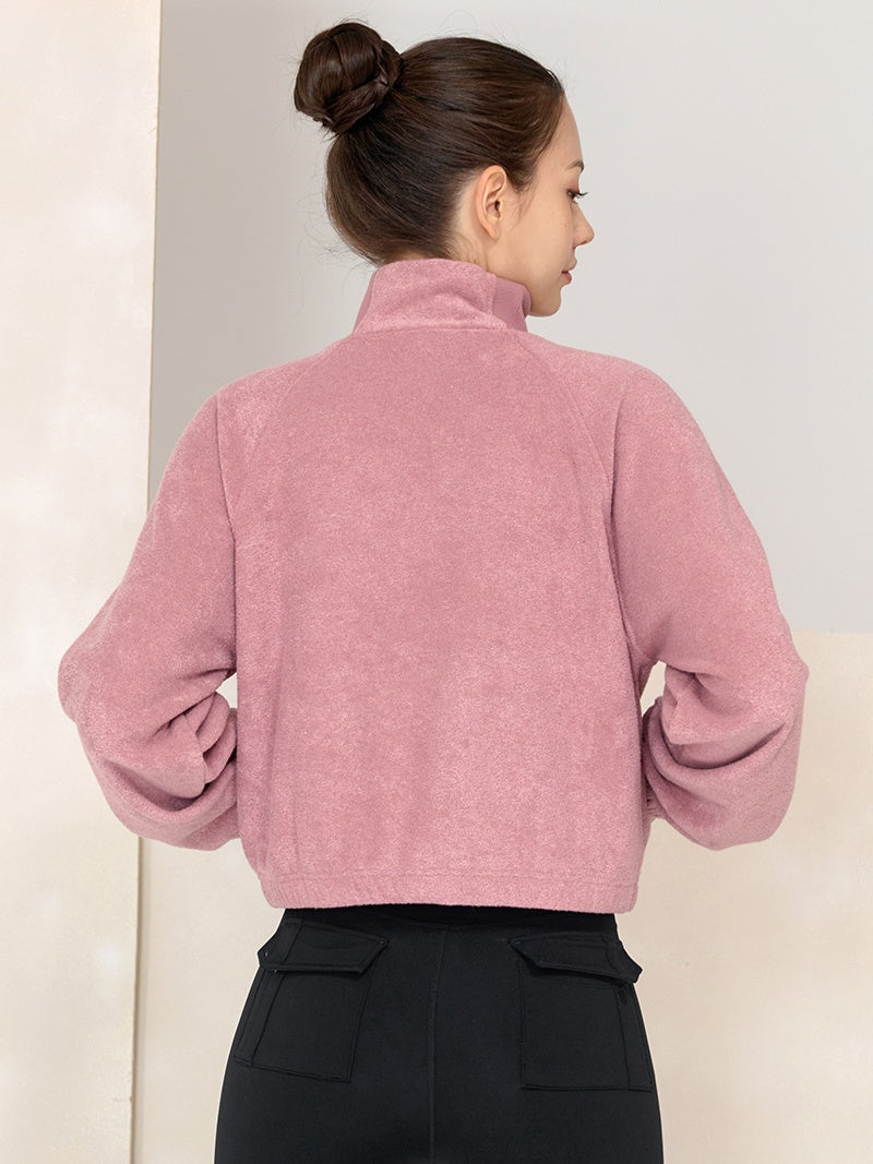 XTFMT02J3 裏起毛 ドローコード ハイネック クロップド丈 長袖