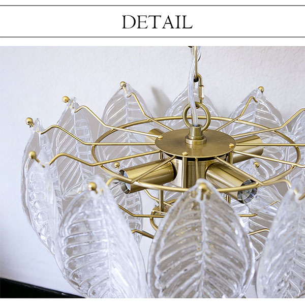 LED対応】 モダンガラスシャンデリア 5灯 (リーフ) 【送料無料】｜Y