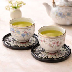 韓国螺鈿茶托(牡丹)4枚セット 食器・螺鈿・漆器 夢市場本店【韓国