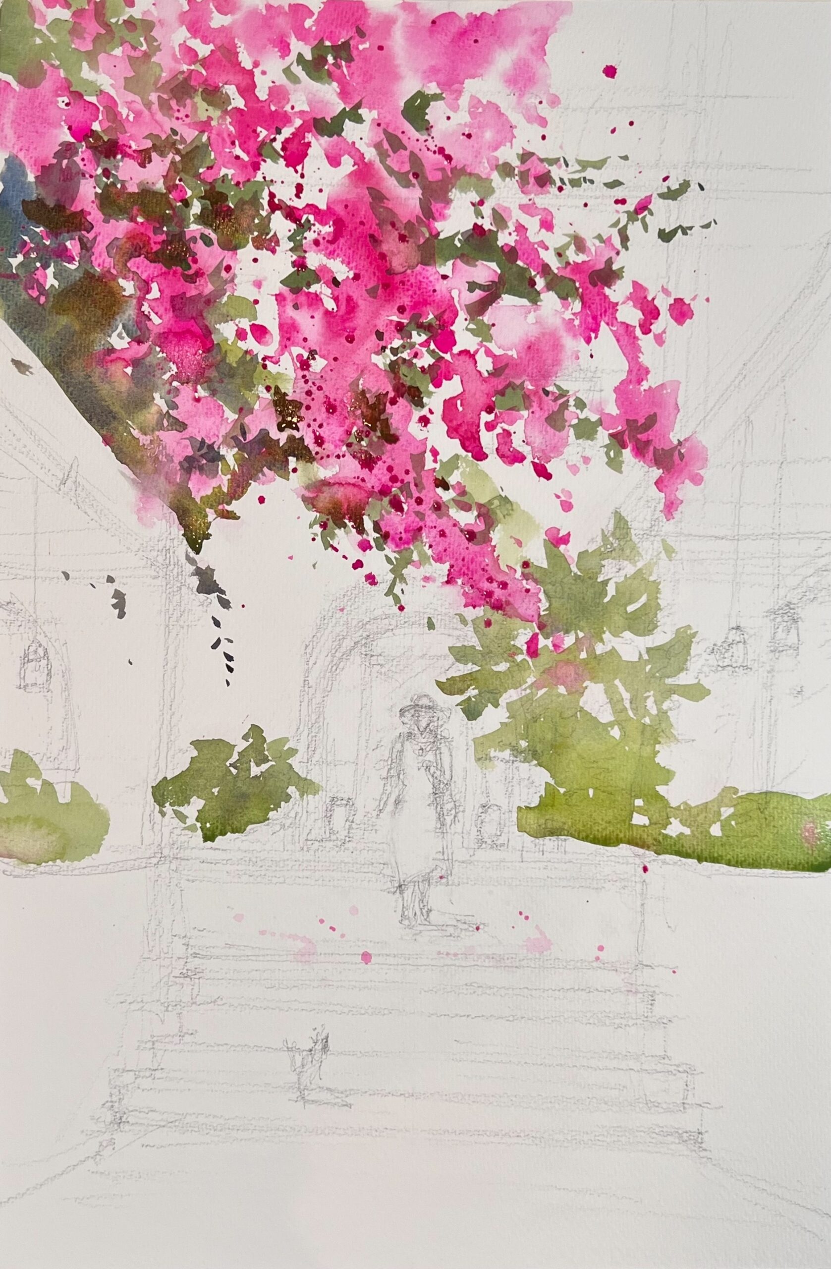 水彩画・花のある風景の描き方②』初心者にも分かりやすく解説