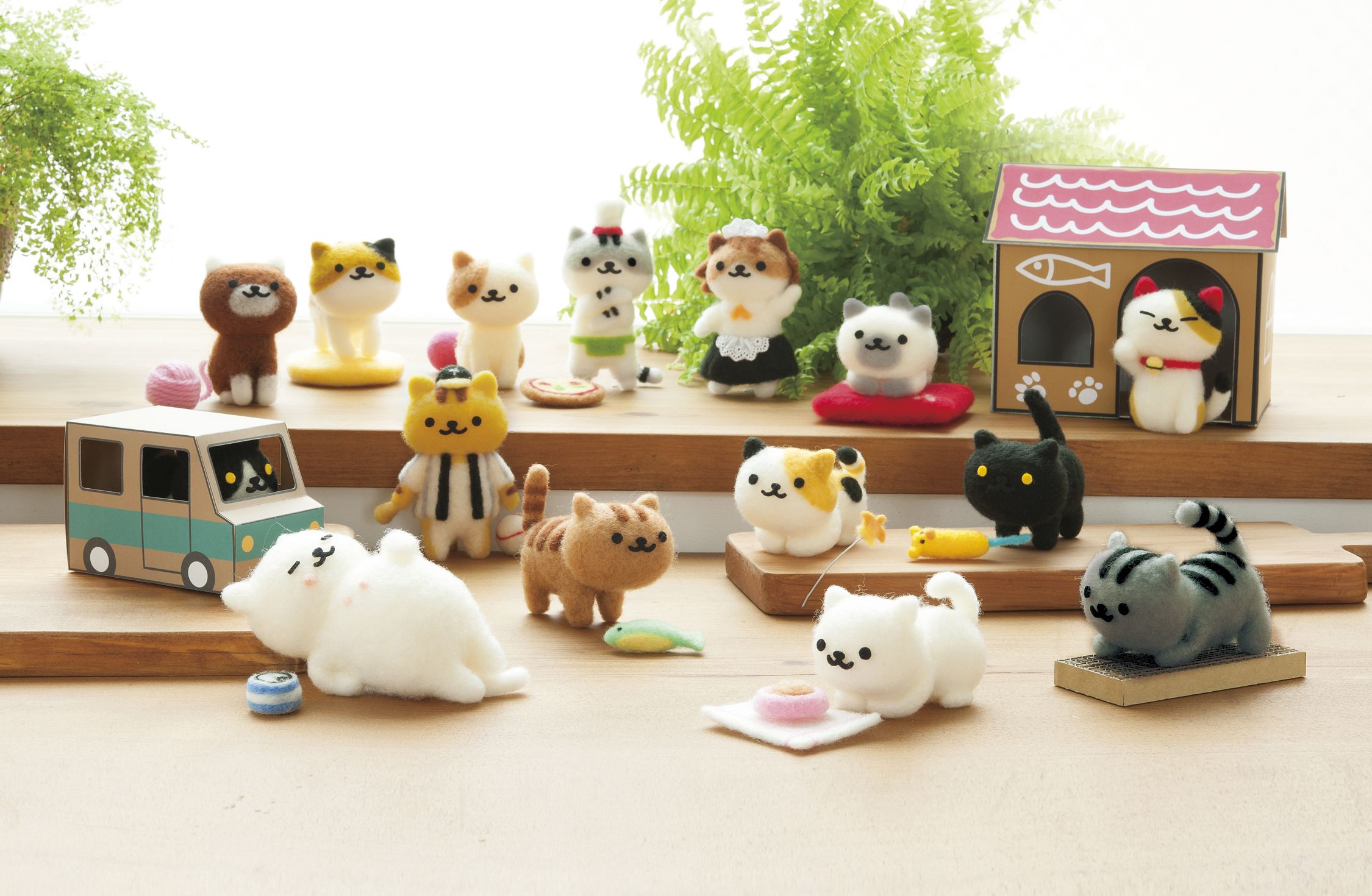 ねこあつめ」がニードルフェルトになりました♪ 手乗りサイズの