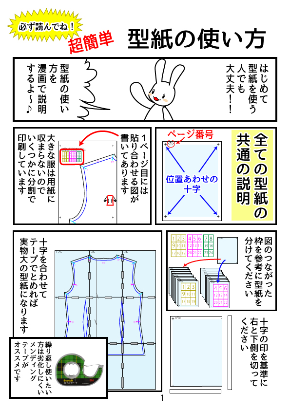 おさいほう】洋裁工房の型紙の使い方 詳しい動画・図解があるよ