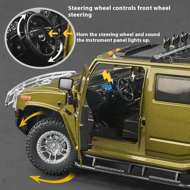 1:18 Hummer H2 Alloy Off Road Car Diecast Metal Model Sound And