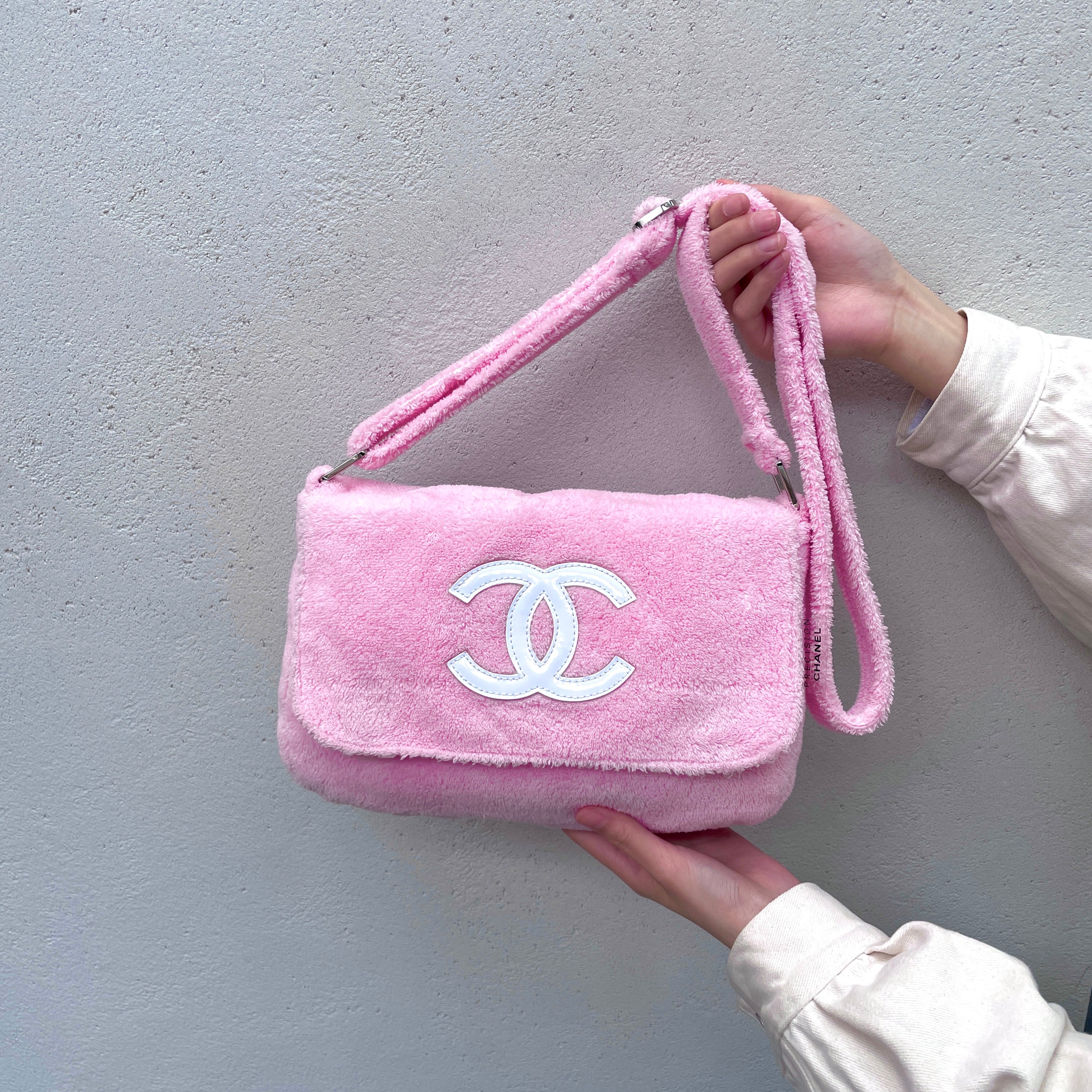 RARE CHANEL Novelty Coco Mark Shoulder Bag Pile Pink × White