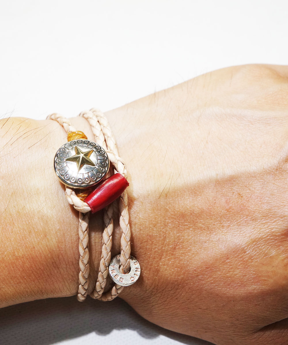 LEATHER CONCHO BRACELET(3重巻レザーコンチョブレスレット)｜COLOR