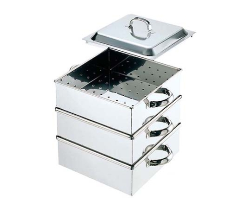 61-6596-14 EBM 18-8 業務用角蒸器 30cm 3段 0465500 【AXEL】 アズワン