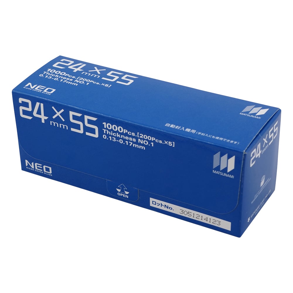 2-176-19 マツナミカバーグラス(No.1) 24×55mm 1000枚入 【AXEL】 アズワン