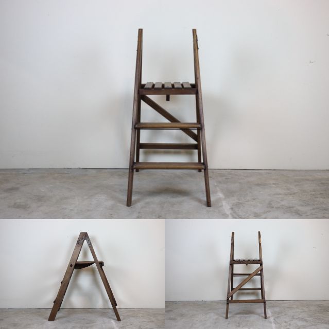 ウッドラダー 脚立 ステップラダー イギリス ヴィンテージ 木製 そ38-3