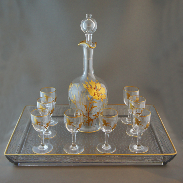オールドバカラ「金彩 花文様 リキュールセット」《アンティックかとう》