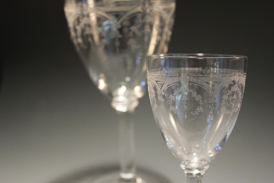 オールドバカラ「ワイングラス：レース文ポートワイングラス