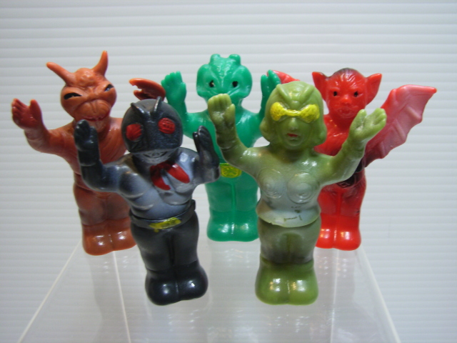 貴重☆美品 エンゼル 仮面ライダー ハチ女 怪人3体 5体セット ソフビ