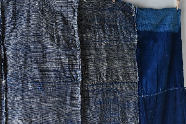 古布 藍染木綿 絹 残糸織 襤褸 ボロ [051804] - 生活骨董と古布の