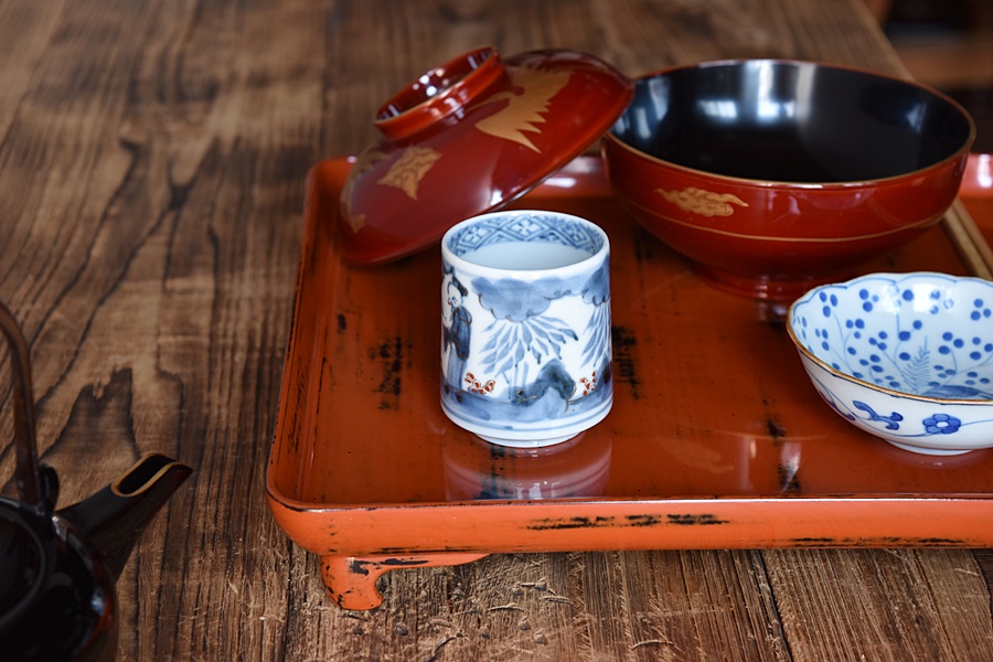 古伊万里 竹林賢人図 少しおおきめ のぞき猪口 - 生活骨董と古布の