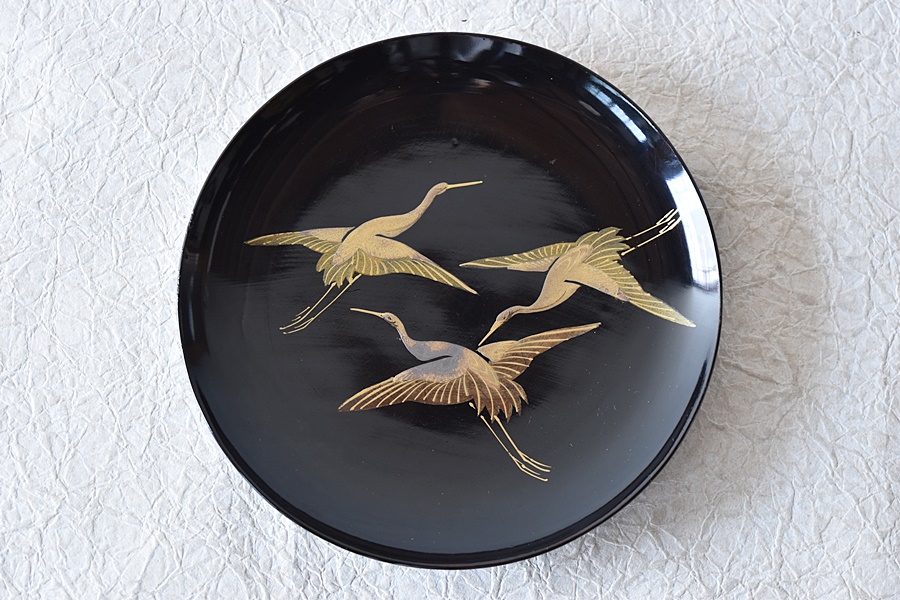 天然木製漆塗 時代蒔絵 花鳥 図変わり 菓子皿 5枚セット No.3 - 生活