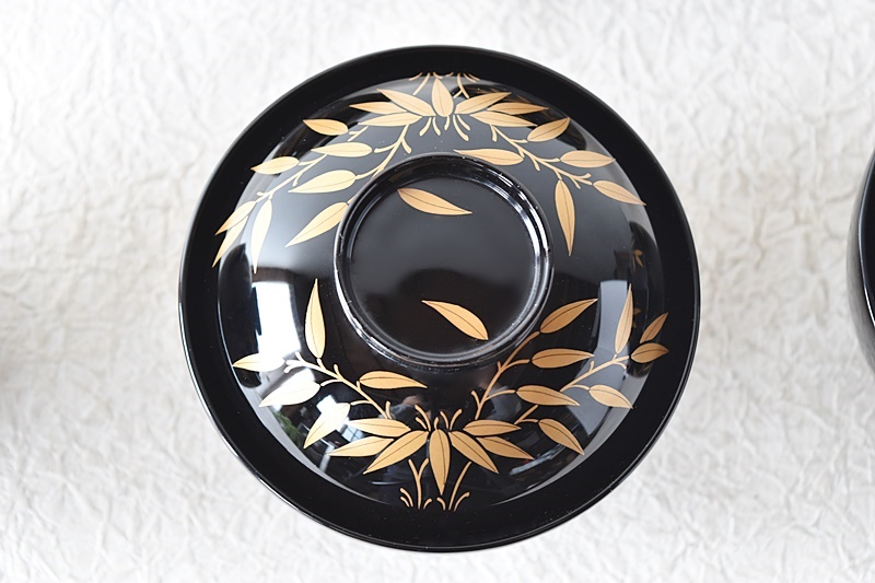 天然木製漆塗 在銘 輪島塗 竹金蒔絵 吸物椀5客セット - 生活骨董と