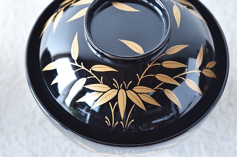 天然木製漆塗 在銘 輪島塗 竹金蒔絵 吸物椀5客セット - 生活骨董と