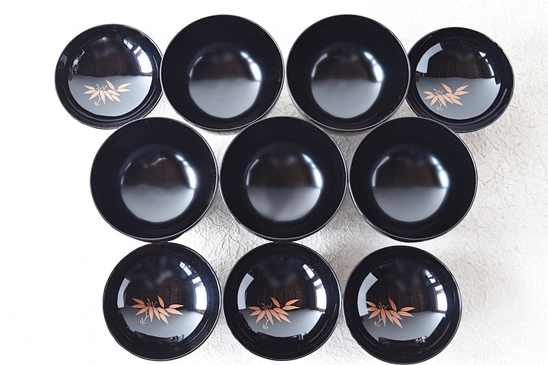 天然木製漆塗 在銘 輪島塗 竹金蒔絵 吸物椀5客セット - 生活骨董と