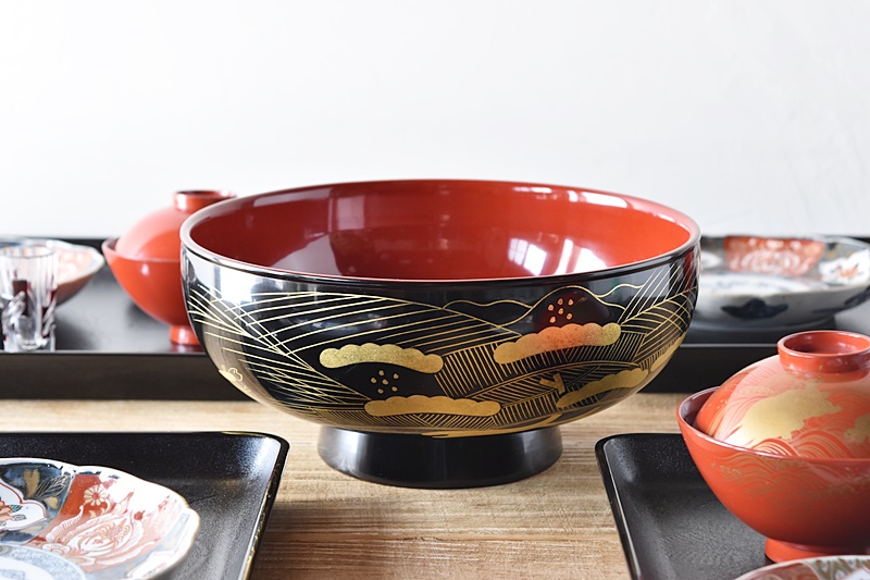 天然木製漆塗 初瀬川柳庵造 柳庵好 漆鉢 大鉢 黒塗り - 生活骨董と古布