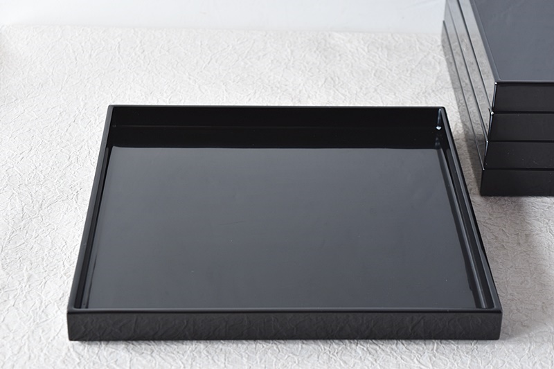 天然木製漆塗 利休好 真塗折敷膳 5客セット - 生活骨董と古布の