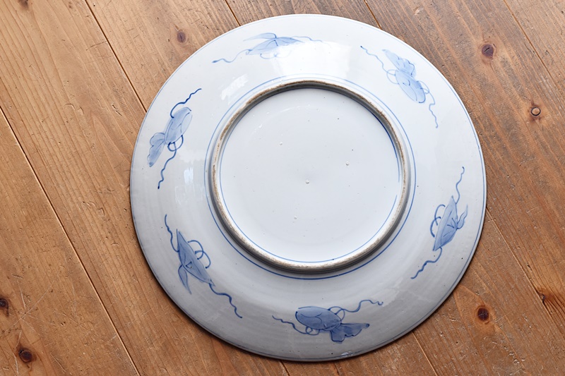 伊万里 色絵 唐獅子牡丹 波に鶴 46㎝ 大皿 - 生活骨董と古布の