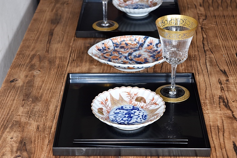 オールド香蘭社 色絵 草花鳳凰図 鮑型皿 - 生活骨董と古布の