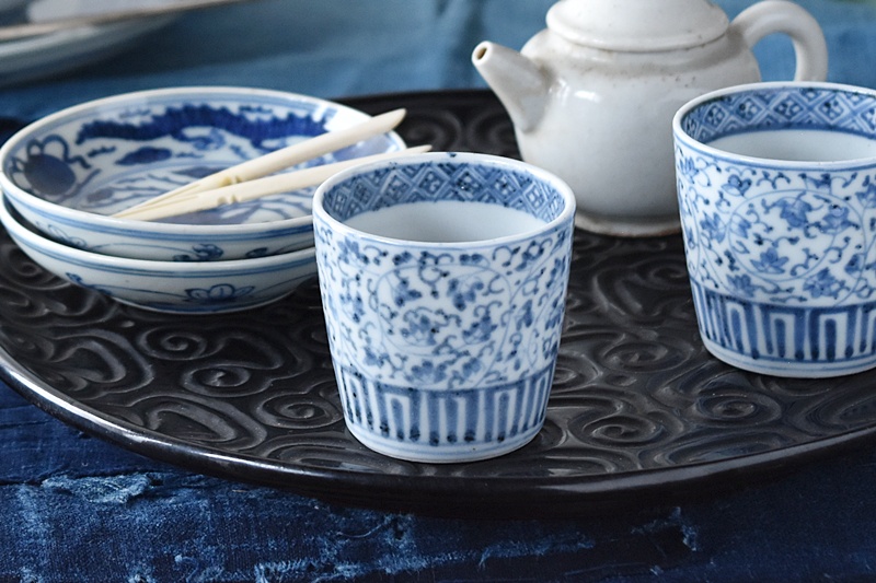 古伊万里 染付 花唐草 萩唐草 蕎麦猪口 その一 - 生活骨董と古布の