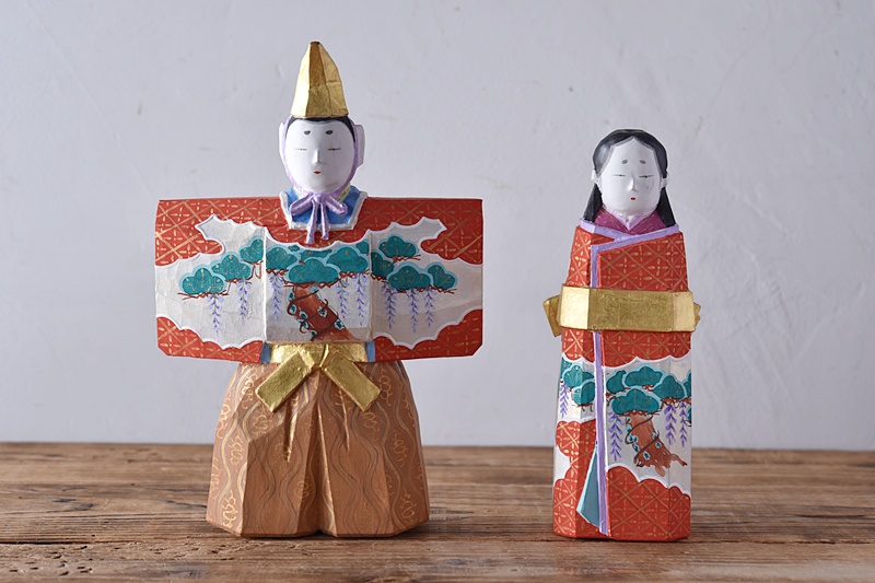 一刀彫 雛 雛人形 鹿水 大きめお雛様 立雛 - 生活骨董と古布の