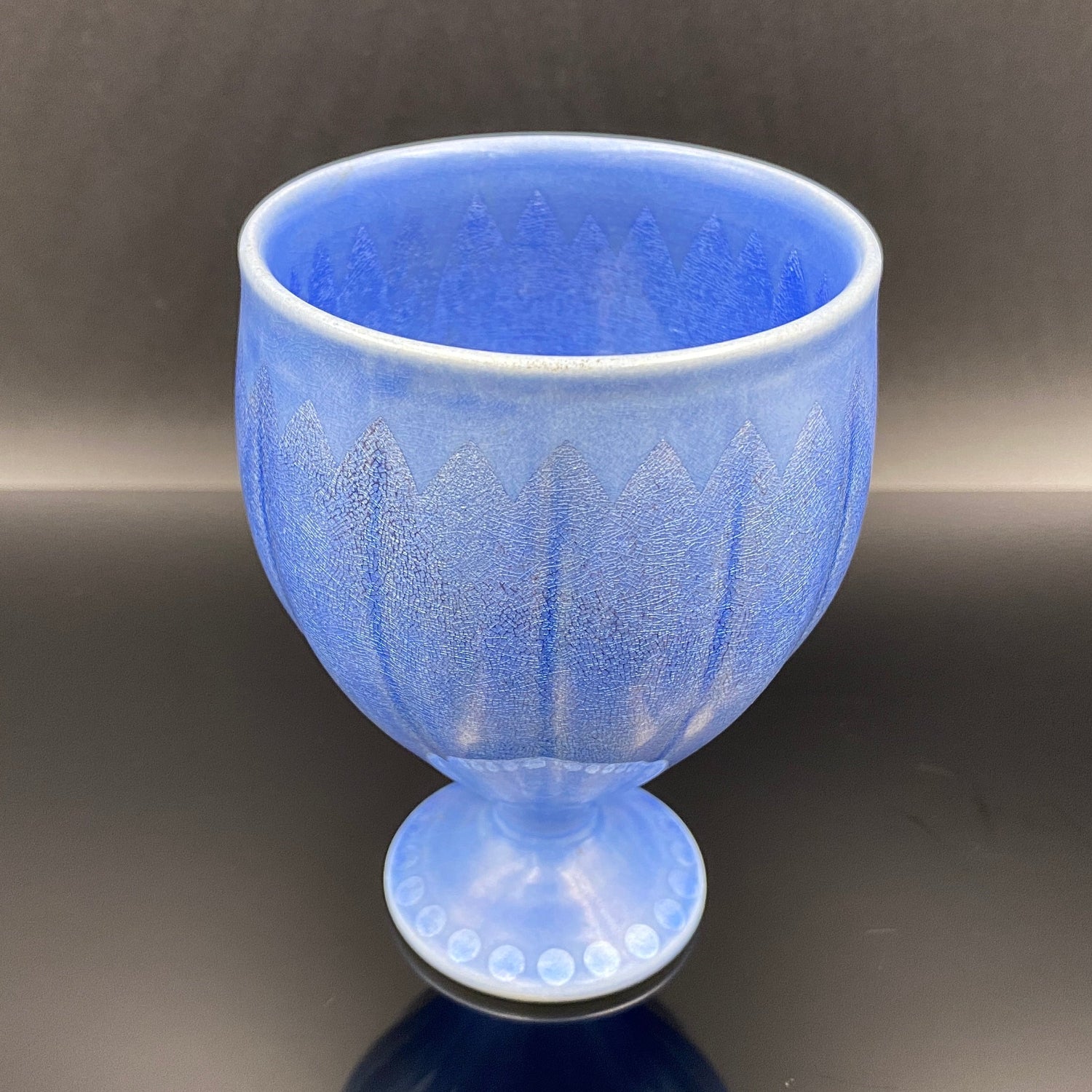 人間国宝 中田 一於 作 九谷焼 釉裏銀彩 焼酎呑 陶器グラス #43