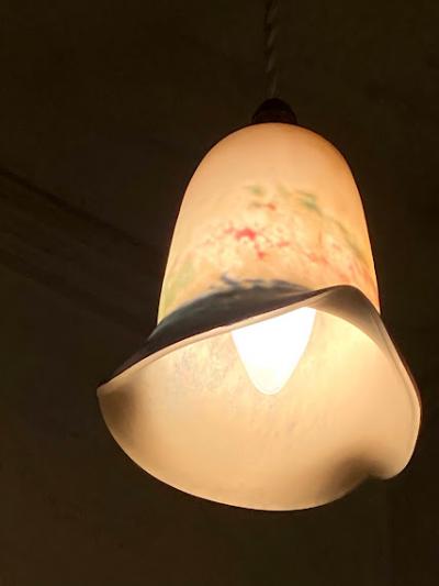 アールヌーボー ランプシェード (ホワイト×ブルー) - 福岡の