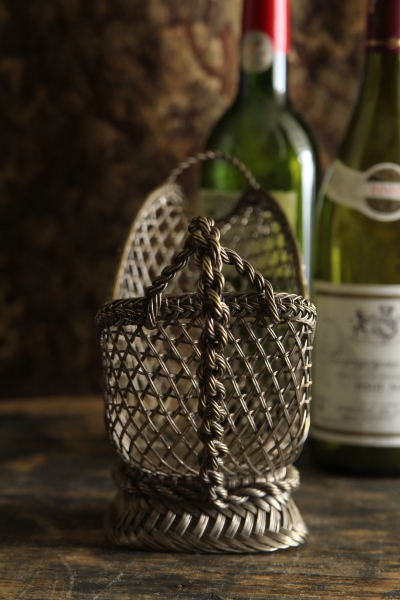 アンティークワイヤーワインバスケット ワインパニエ 銀線細工