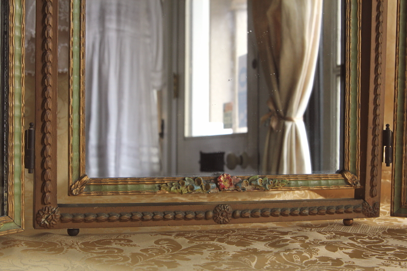 アンティークバーボラミラー 薔薇 三面鏡 イギリス アンティークス