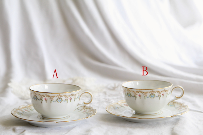 アンティークリモージュ ヴィンテージティーカップ 花綱 フランス