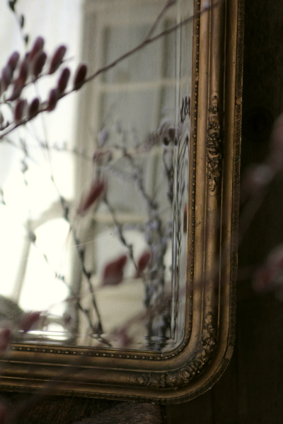 アンティークミラー 壁掛け鏡 フランス モールディング 薔薇