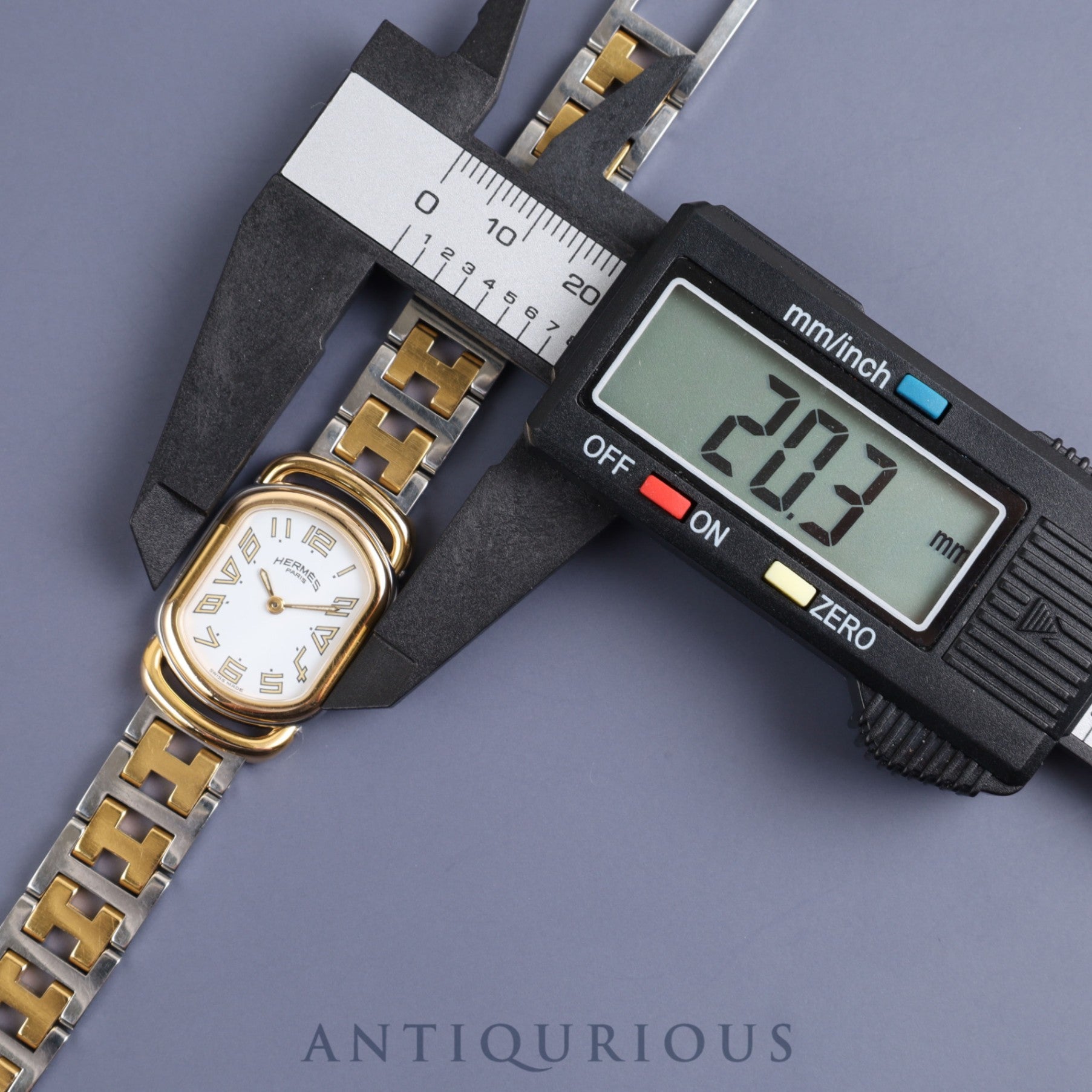 Hermes Rally 770301-4 Quartz Cal.976 001 SS/GP White Dial Warranty