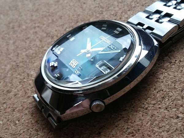 セイコー SEIKO 5アクタス SS 9面カットガラス ブルー文字盤 23石 自動