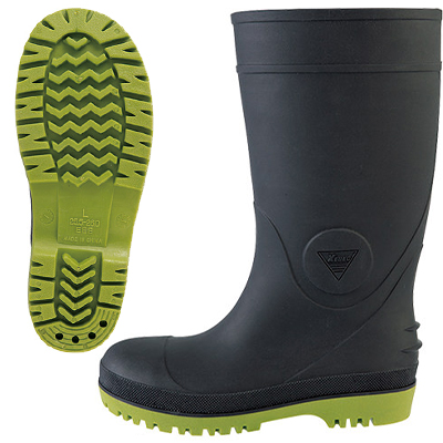 ジーベック 安全長靴 85720 ブラック×グリーン スチール先芯 - 安全靴