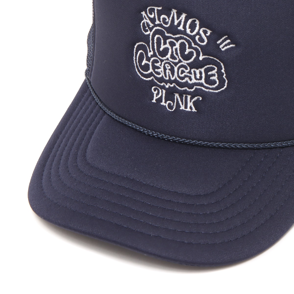 atmos pink × LIL LEAGUE 書き下ろし ロゴ メッシュキャップ NAVY