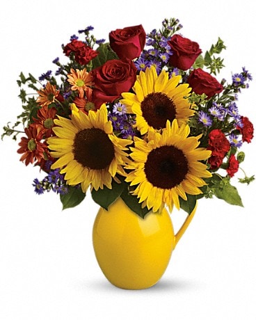 Teleflora's Sunny Day Pitcher of Joy (TFL01-1A) - by Soukal Floral