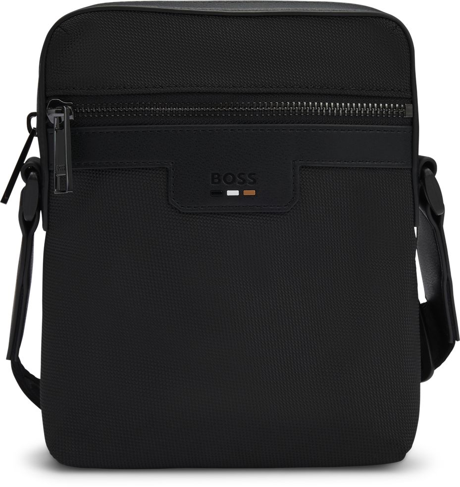 Mens Boss Ray Zip Cross Body Bag In Black | Soletrader