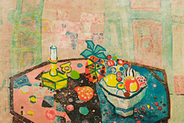 ポール・アイズピリ】 版画 / リトグラフ「燭台のある静物」 査定 鑑定