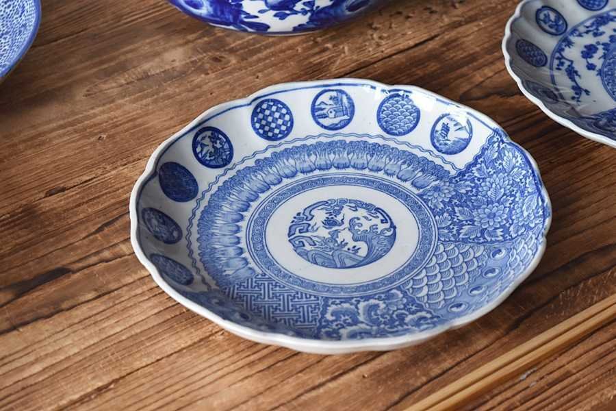 手持ちの骨董｜日常使いに使いやすい大正時代の染付印判の7寸皿｜ゆんたく