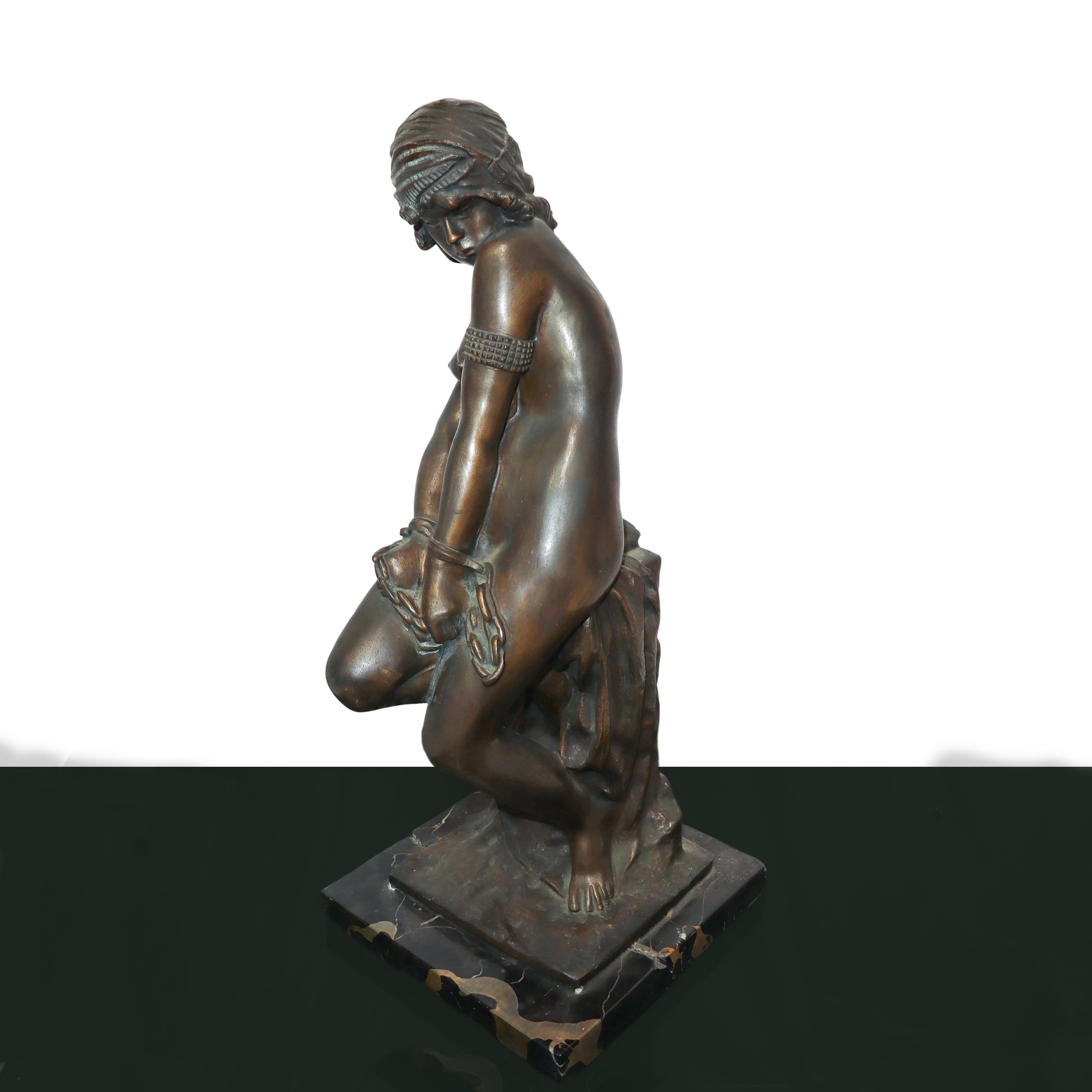 Giacomo Ginotti : The slave in chains with black portoro marble