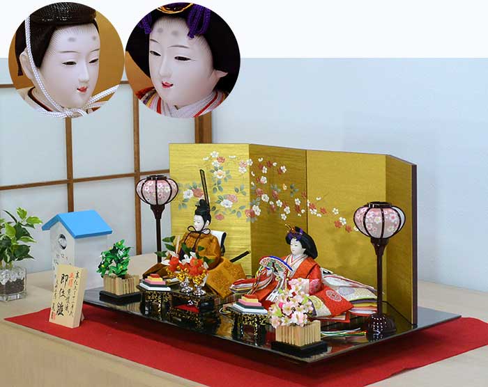 伝統的な雛人形 平飾り 即位雛（そくいびな） 黄櫨染御袍雛（こうろ