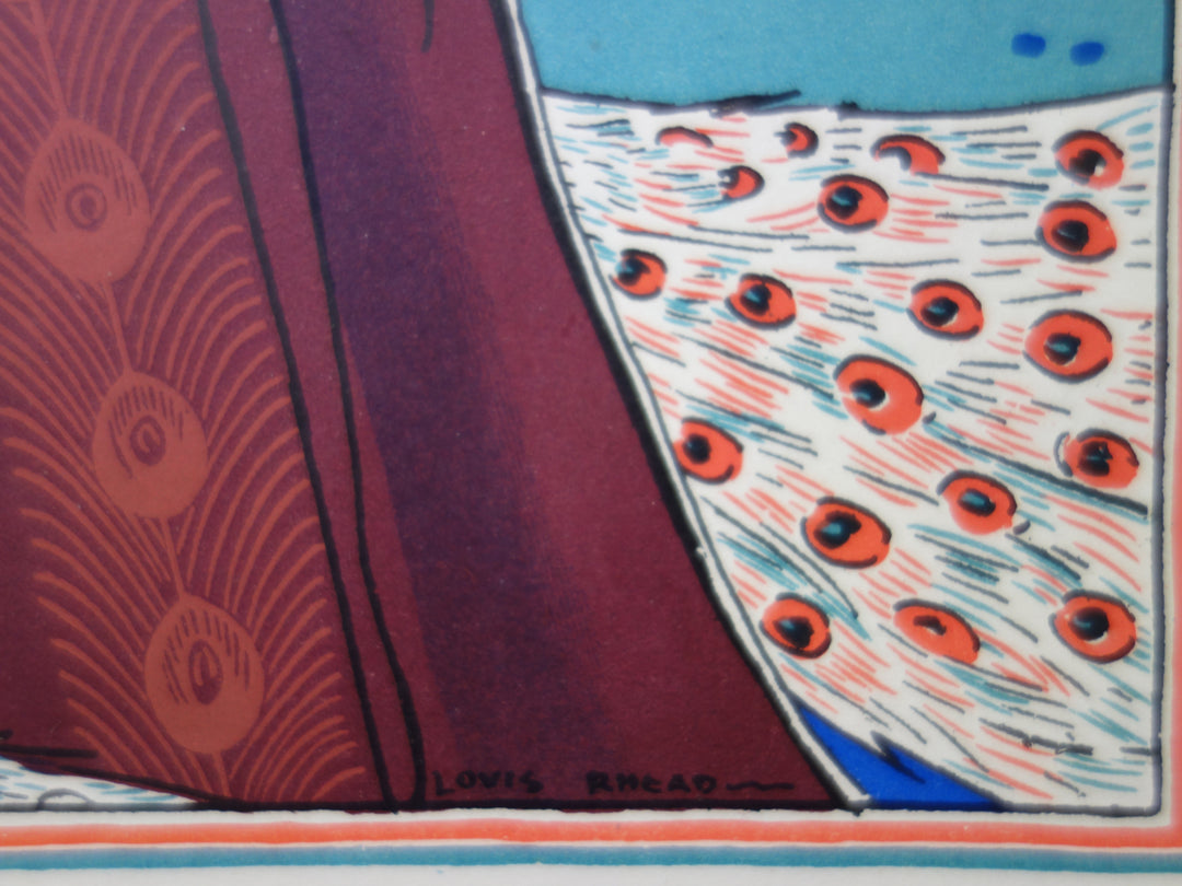 Louis John RHEAD: Woman with a Peacock, original lithograph – art