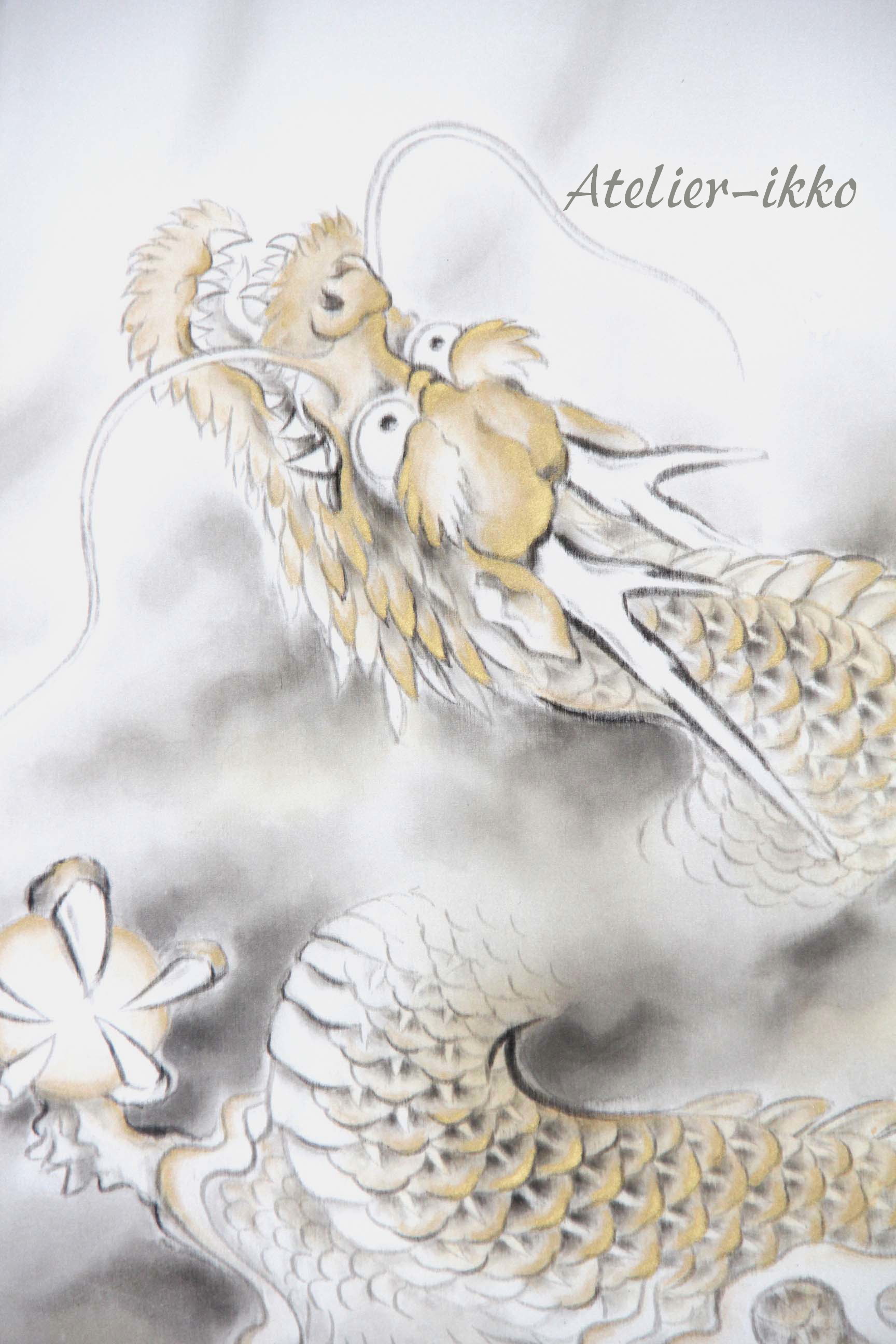 掛け軸 金龍「昇龍」 | 龍の絵画 龍神の絵画 鳳凰の絵画 アトリエ一耕