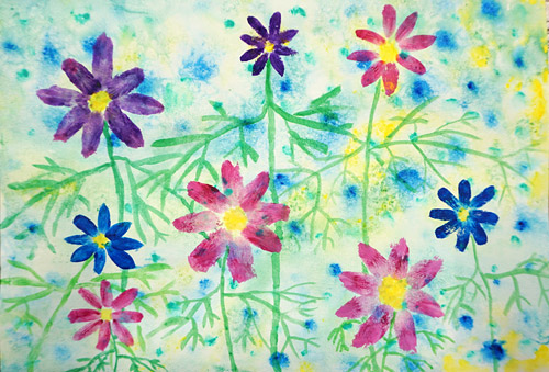 コスモスの絵（小学生・幼児） | 絵画教室『アトリエ・ポポロ』子供