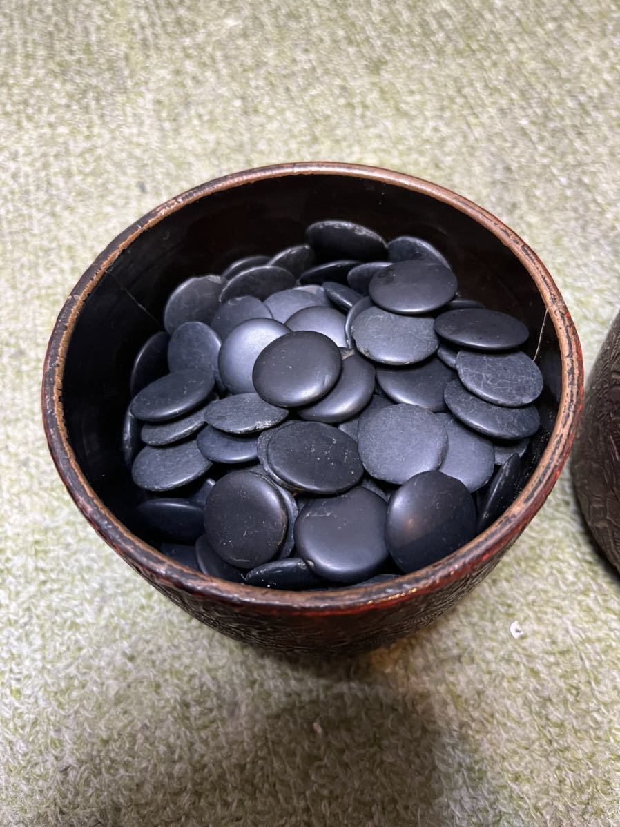 囲碁】欅碁笥 本蛤碁石、那智黒石 11.4ミリ 囲碁欅碁笥 本蛤碁石、那智