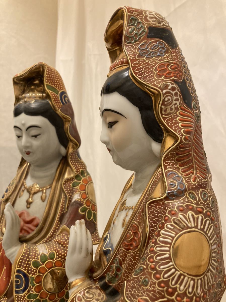 九谷焼金蘭手観音図置物