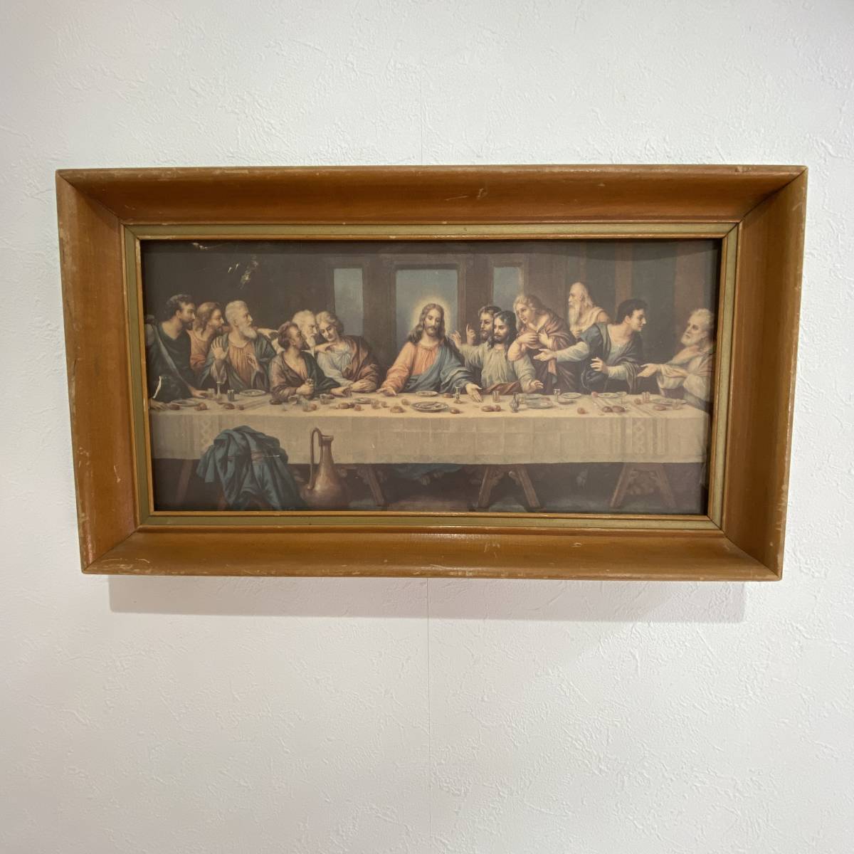 ビンテージ 最後の晩餐 アート 壁掛け 木製フレーム インテリア 雑貨